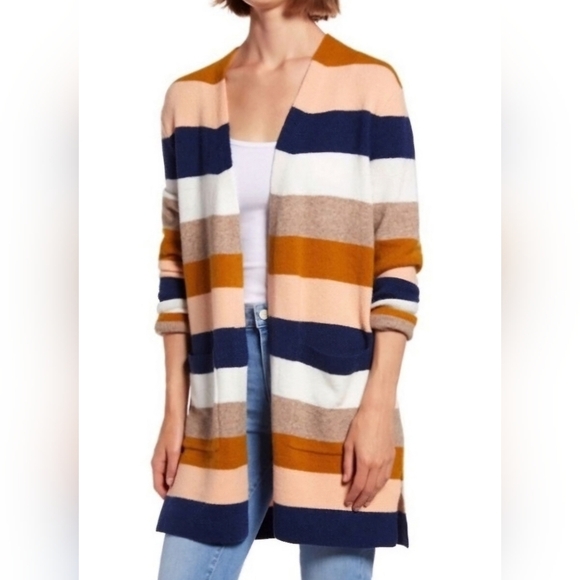 Madewell Sweaters - Madewell Kent Bengali Indigo Open Front Cardigan Stripes Size Xs